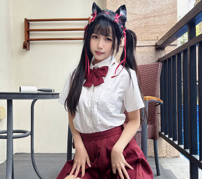 不呆猫 温泉双马尾JK